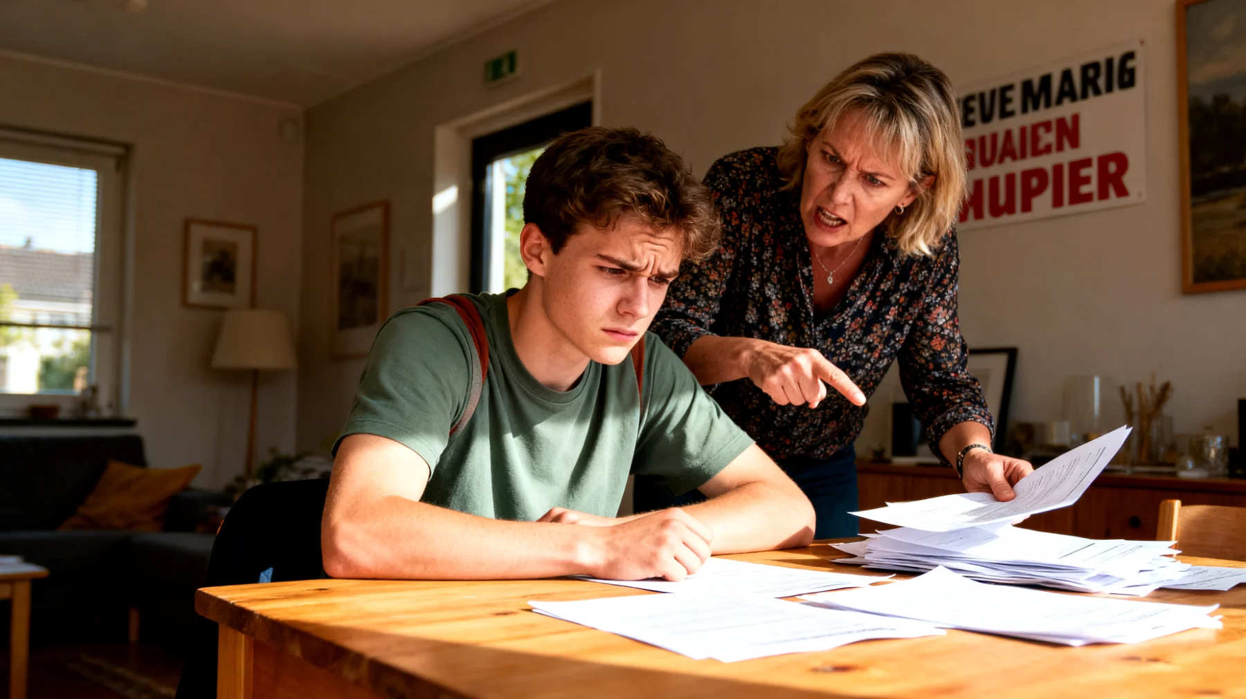 Overmatige druk van de moeder op jongvolwassen kinderen met betrekking tot school, carrière, sport of andere prestaties, wat leidt tot spanning in de relatie en mogelijk stress bij de kinderen"