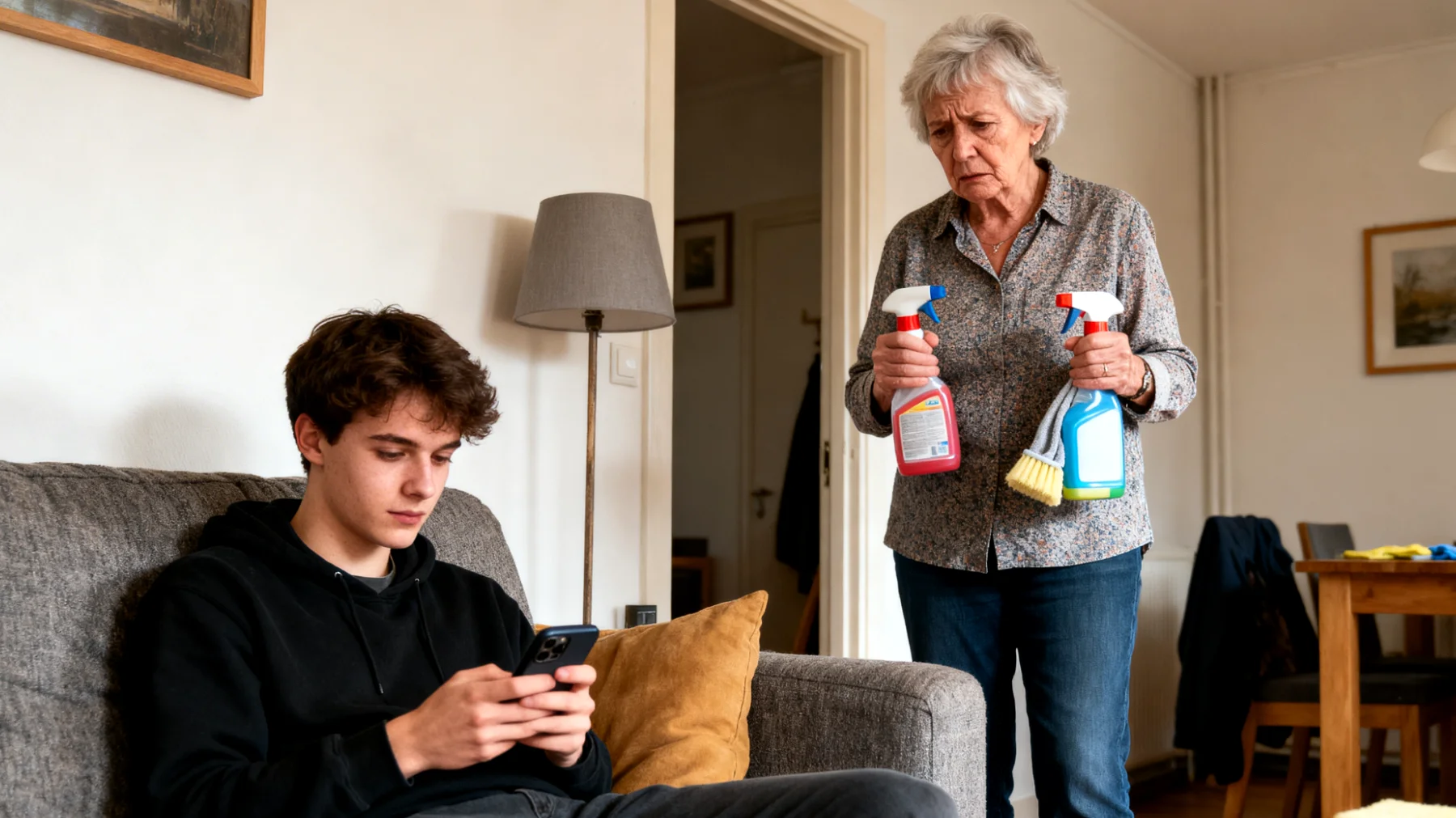 Gebrek aan medewerking van jongvolwassen kleinkinderen bij dagelijkse activiteiten en familiale verantwoordelijkheden"
