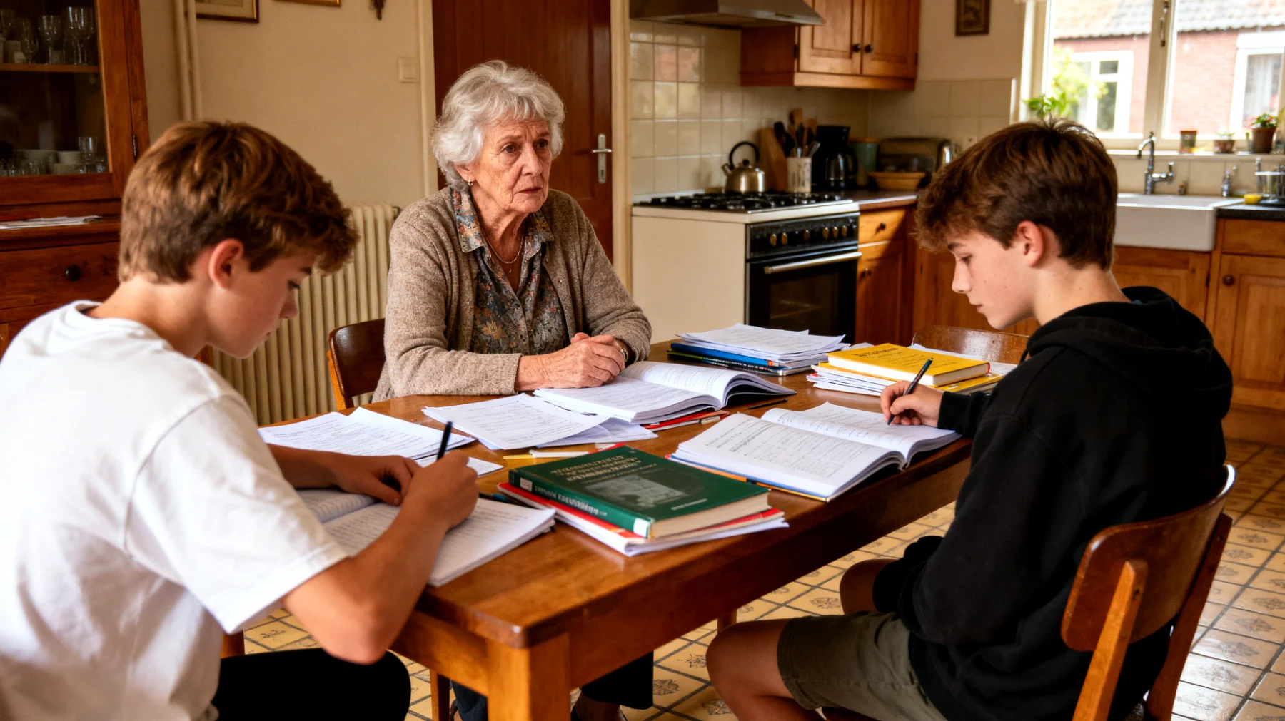 Oma worstelt met de studieproblemen en gebrek aan motivatie van haar kleinkinderen, en voelt zich onzeker over haar rol in het ondersteunen van hun schoolprestaties zonder de ouders te overschaduwen"