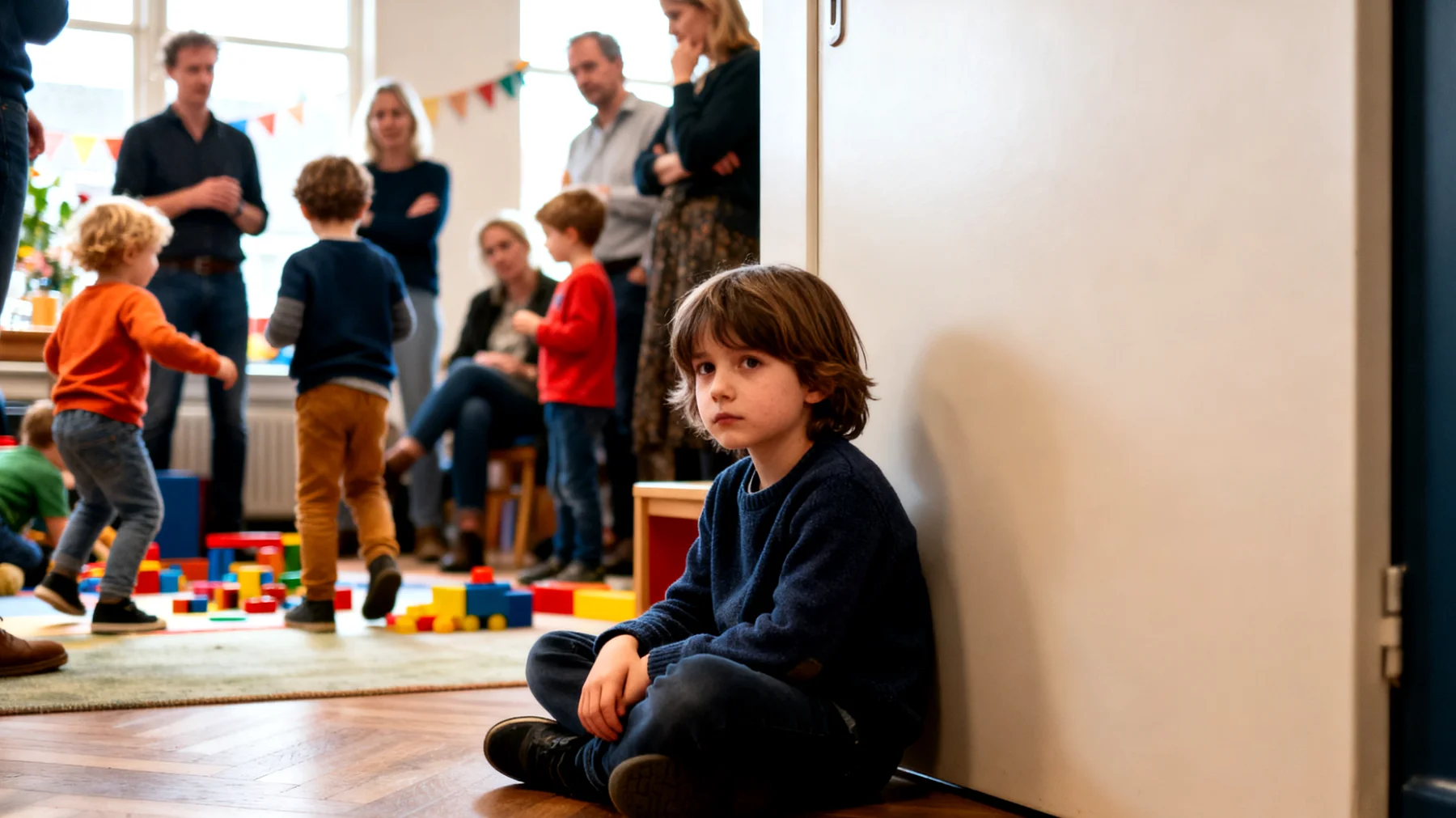 Ouders maken zich zorgen over de verlegenheid en het sociale isolement van hun kind, dat moeite heeft met het maken van vrienden, vermijdt sociale situaties en zich terugtrekt"